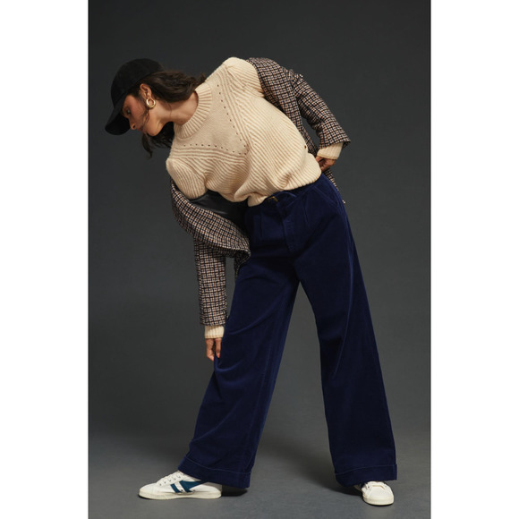 NWOT MOTHER‎ The Big-League Prep Cuff Heel Corduroy Pants in Hopscotch Size 32 - Picture 1 of 10